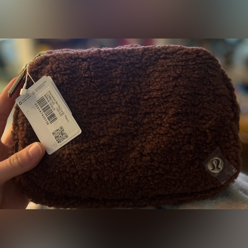 Brown fleece lulu lemon belt bag